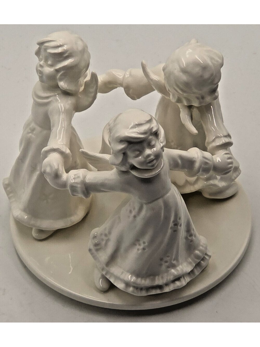 Vintage Goebel HE52 White Porcelain 3 Angel Candle Holder West Germany Christmas
